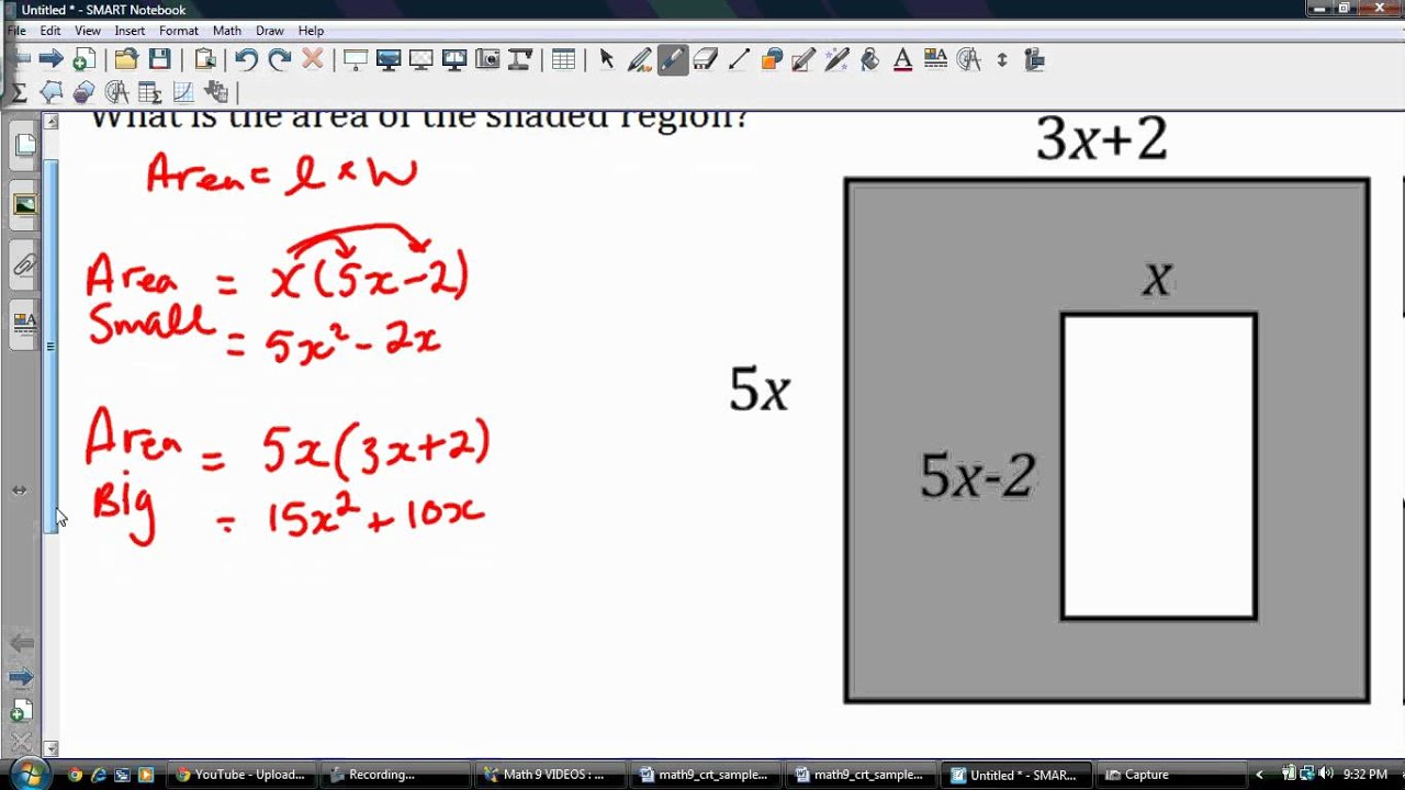 Math 9: Shaded Area involving polynomials - YouTube