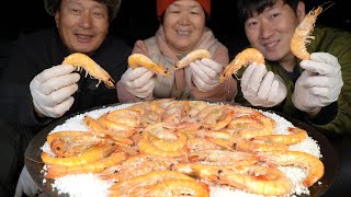 [광고] 천일염 이력제를 활용한 국산 천일염으로 구운 새우 소금구이!! (Salted Grilled Shrimp) 요리&먹방!! - Mukbang eating show