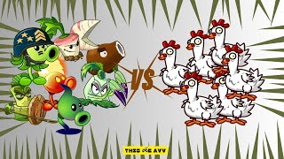 PVZ2 Random Plants Level 1 VS 300 Zombie Chickens Level 1 | Who plants Is Stronger