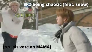 VOTE FOR SKZ ON MAMA I I edited Stray kids playing with snow because Christmas EveL is here