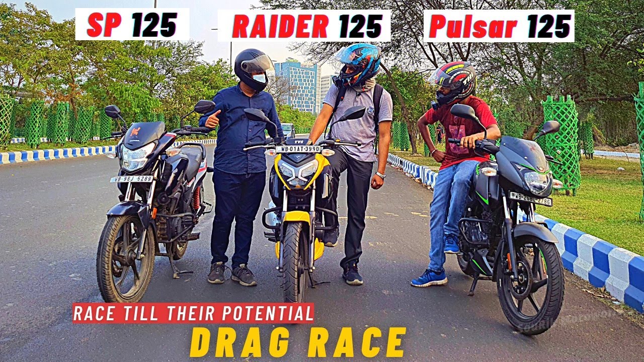 Tvs Raider 125 Vs Pulsar 125 Vs Honda Sp 125 Drag Race I Top Speed Test I Till Their Potential Youtube
