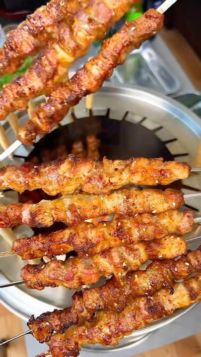 Vertical Grill Skewer Cooking Setup for Even and Flavorful Barbecue #satisfying @MNnhattech