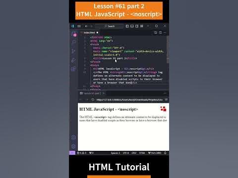HTML Tutorial - Lesson 61: HTML JavaScript - Noscript element Part 2 # ...