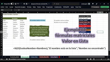 Ejemplo 02 Fórmulas Matriciales Excel Valor en Lista