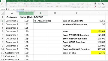 Computing Z-score using Microsoft Excel