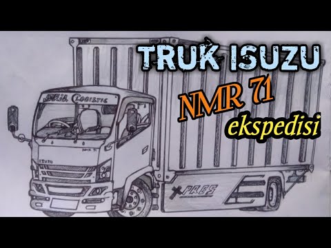 menggambar truk  mbois NMR 71 box  long  SRIA Logistic 