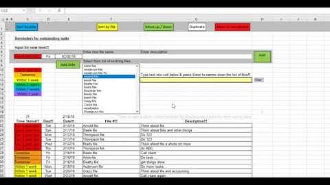Additional feature of reminder / to do list spreadsheet (Video 3 of 3)