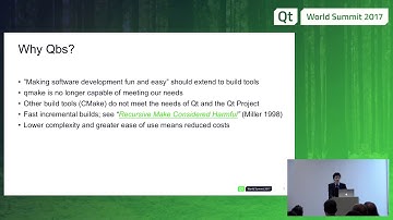 QtWS17 - Qbs – Build Systems State of the Union, Jake Petroules, The Qt Company