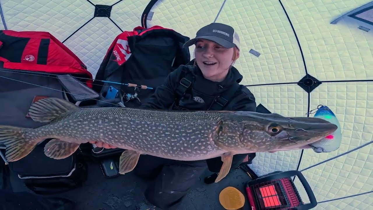 Ice Fishing Big Pike With a Trolling Spoon!