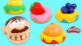 Feeding Mr. Play Doh Head Toy Fruit Play Dough Donut Desserts | Fun & Easy DIY Arts & Crafts