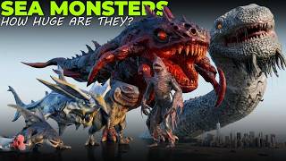 Airplane Shark Vs Drakitis Vs Flying Robot Shark | Legendary Sea Monster Size Comparison