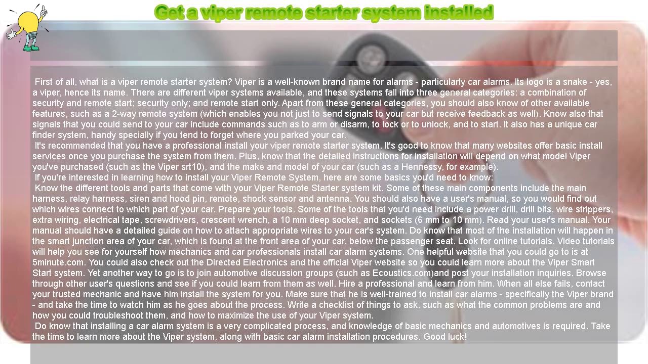 Viper Remote Starter Manual