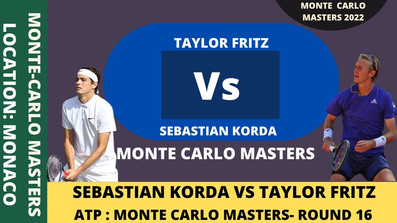 Sebastian Korda vs Taylor Fritz Monte Carlo Masters 2022 Live Score