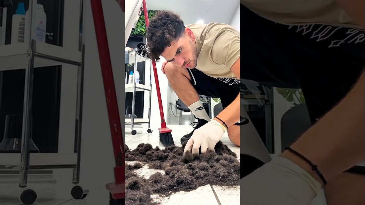 Man Creates Giant Spider Art from Salon Hair 🕷️✂️