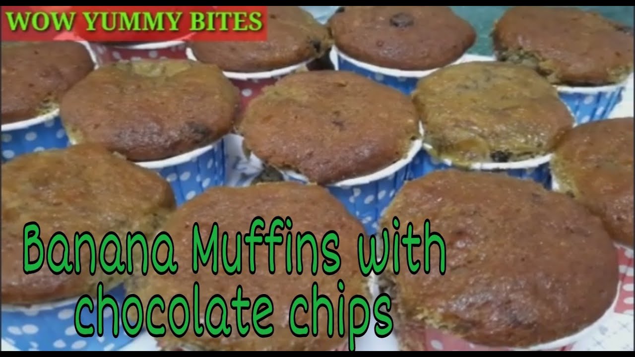 Banana Muffins with chocolate chips | how to make easy banana muffins | super moist and fluffy