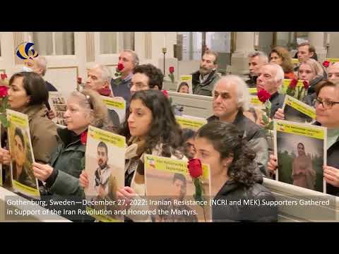 Gothenburg, Sweden—December 27, 2022: MEK Supporters Gathered in Support of the Iran Revolution.
