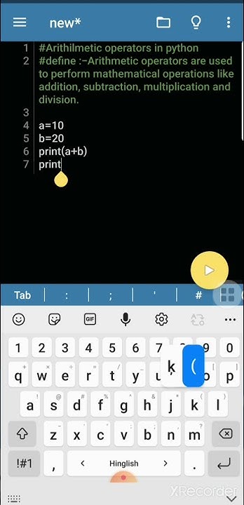 Arithmetic operators in python | python programming | using mobile ide ...