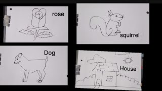 How to draw a rose 🌹, squirrel 🐿️, Dog 🐕, elephant 🐘,, house 🏡, bird with 22 🐦