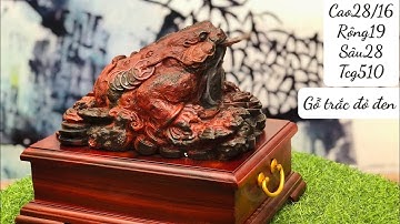 Tượng Cóc Thiềm Thừ Xông Trầm Gỗ Trắc Đỏ Đen Đánh Xi- Xông Trầm Cực Đỉnh| Tượng Gỗ Độc Đáo