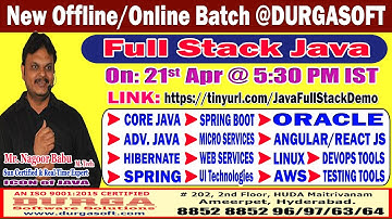 Full Stack Java Offline/Online Training @ DURGASOFT