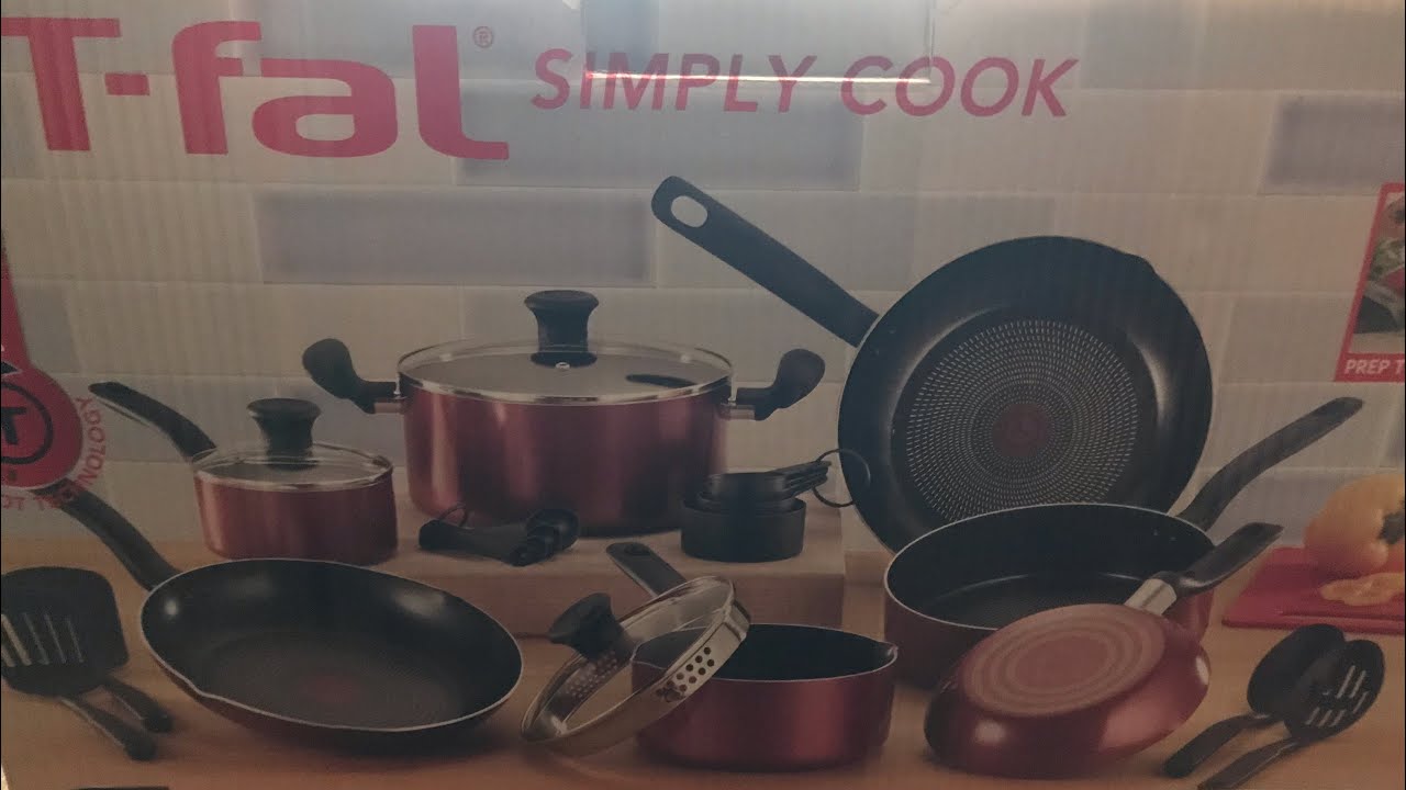 T-fal Simply Cook Prep and Cook Nonstick 17pc Set - Red