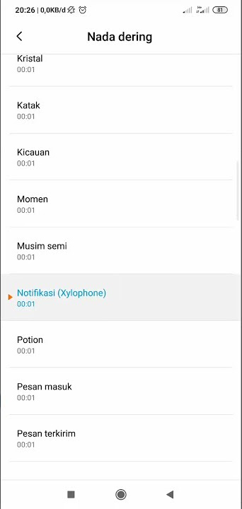 Nada pesan 'Notifikasi' (Xylophone) HP Xiaomi Mi Play