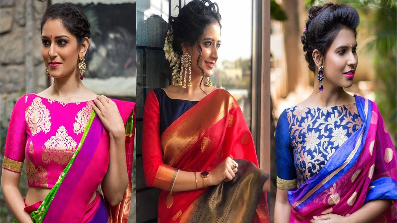 Beautiful boat neck designs for silk/brocade saree blouses ...