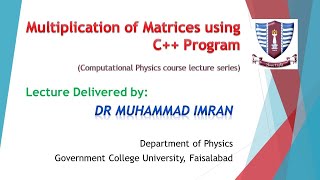 C++ Program to Multiply Two Matrices