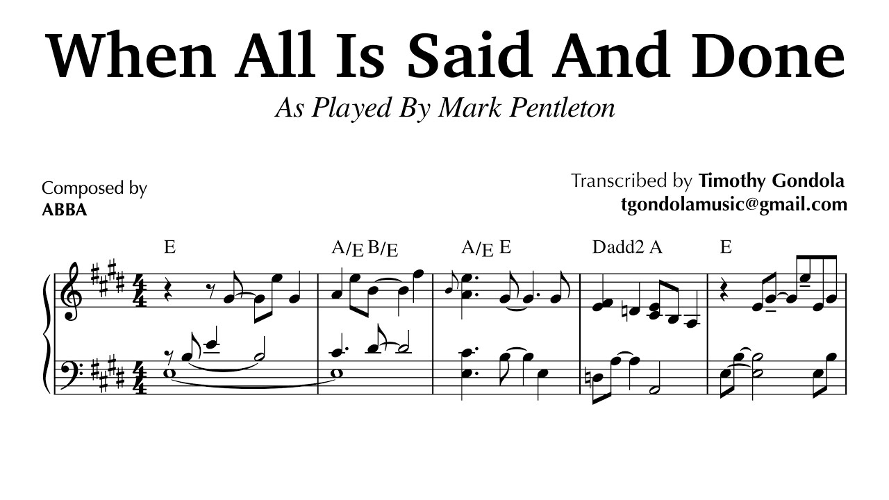 Mark Pentleton plays When All Is Said And Done