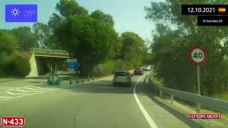 Driving From El Castillo De Las Guardas To Aeropuerto De Sevilla (Spain)  12.10.2021 Timelapse X4