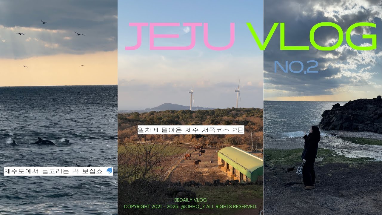 2박 3일 겨울 제주 브이로그 🎐 제주 서쪽여행 코스 낉여왔어요 ✷ 돌고래스팟 꿀팁 🐬 제주 맛집 • 카페와 소품샵, 산방산, 사계해안, 문도지오름, 구엄리돌염전, 이호테우, 공항