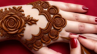 Latest Beautiful 3D Rose Mehndi Design Easy And Quick Rose Henna Design For Back Hand