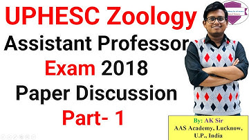 UPHESC Zoology Assistant Professor Exam 2018 Paper Discussion Part- 1