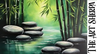 How to paint and Draw Bamboo and Zen Stones 🌟 LIVE STREAM CLASS 🔴 Step by step for beginners