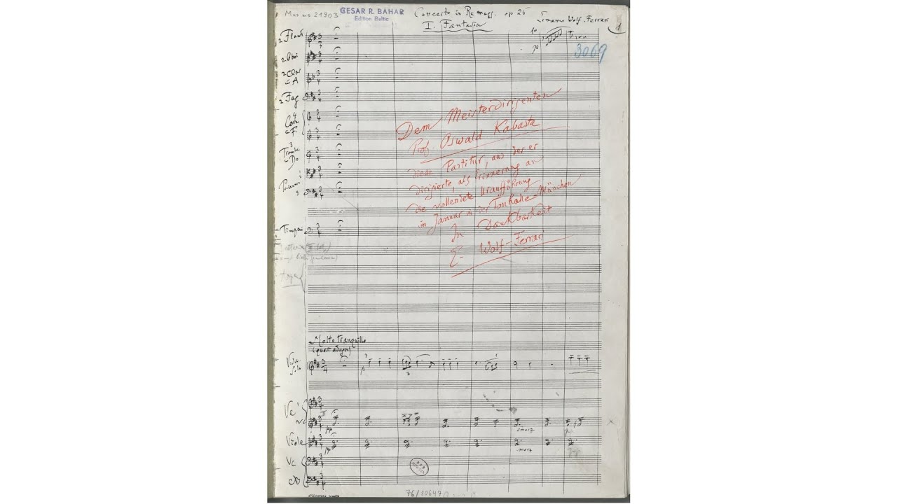 Ermanno Wolf-Ferrari – Violin Concerto, in D major