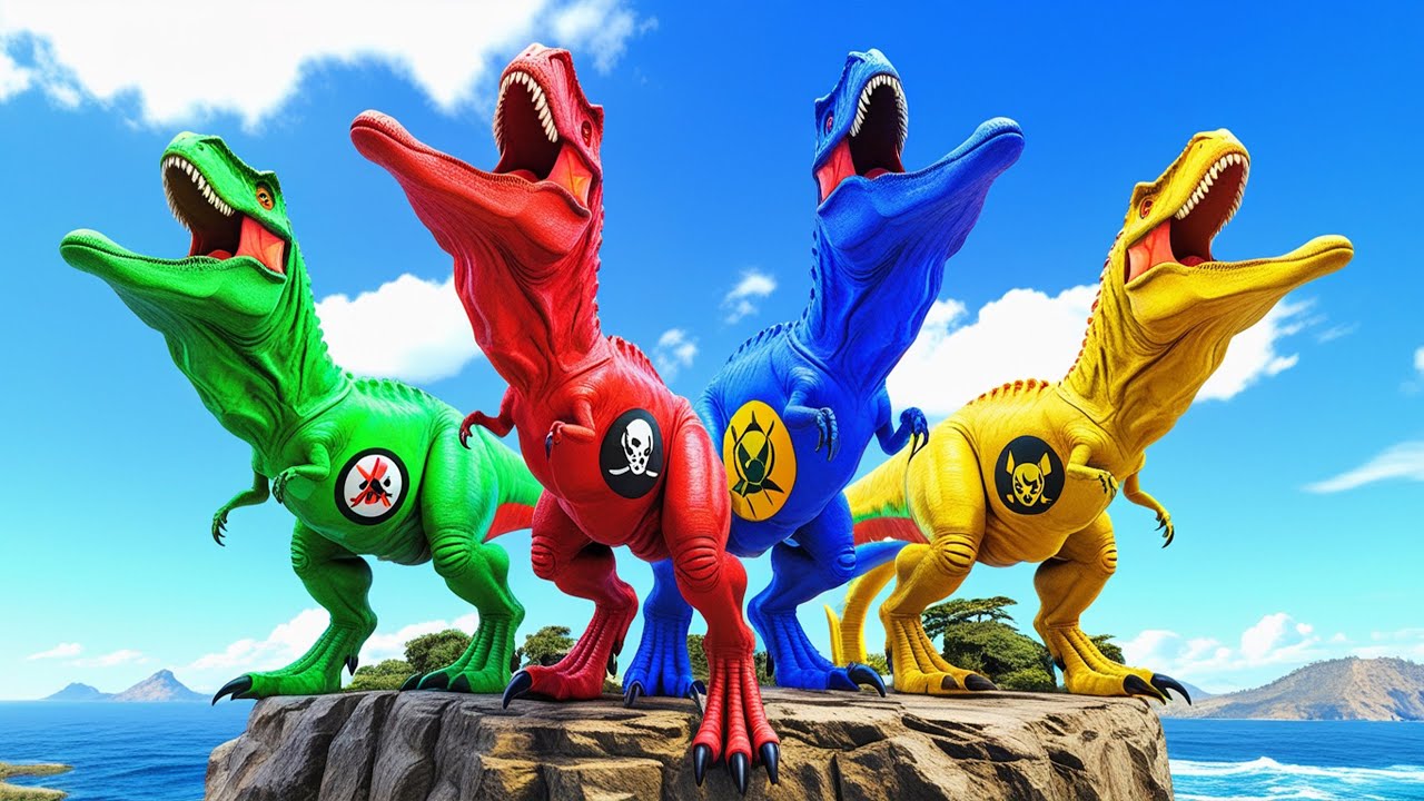 Mosasaurus vs Tyrannosaurus Rex, Triceratops Dinosaurs Fighting in Jurassic World Evolution 2