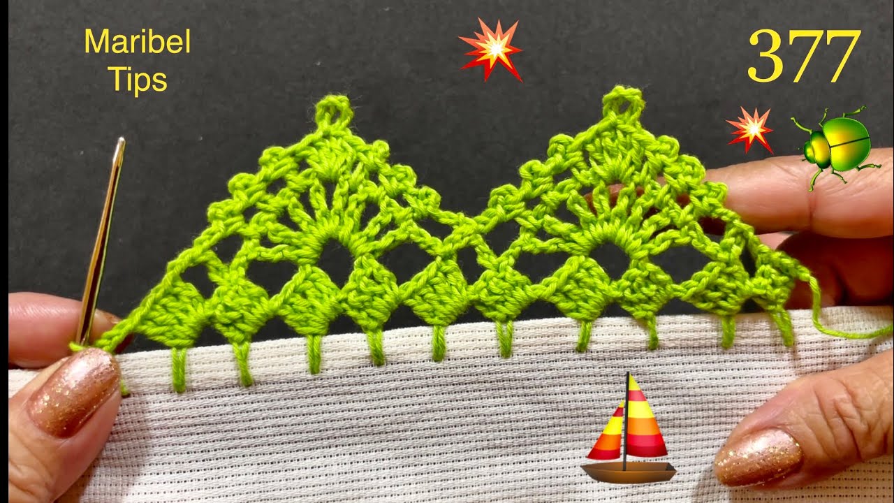 🌈Como tejer  ¡ ENCANTADORA !  puntilla de una vuelta # 377