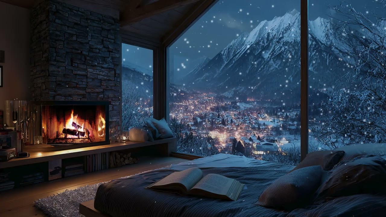 RELAXING Soundscape Snow and Fire Deep Sleep Anxiety Relief Music