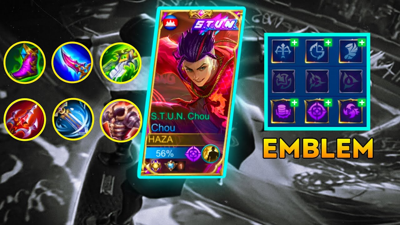 CHOU TOP GLOBAL HAZA EMBLEM SET AND BUILD 2021 CHOU NEW META GAMEPLAY | MOBILE LEGENDS