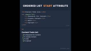 Ordered list start attribute #html5 #coding #htmlcss