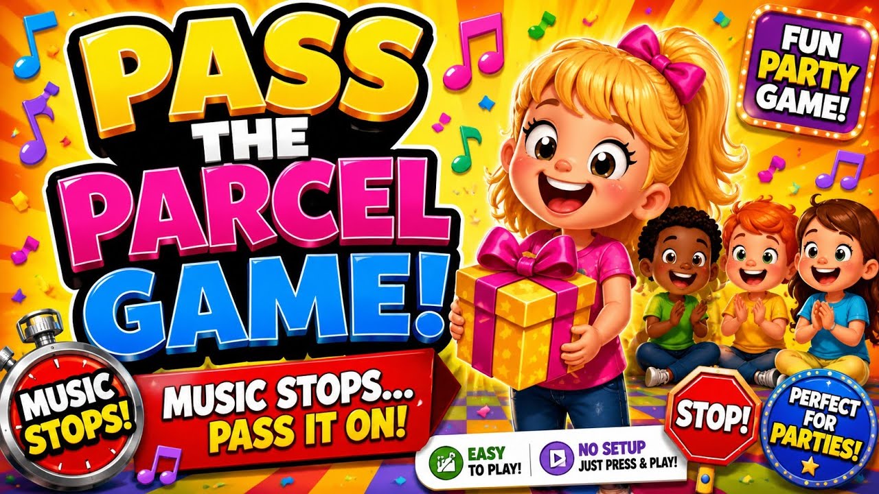 Pass the Parcel Sing-Along Game for Kids | Music with Stops Party Game
