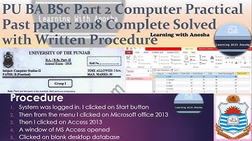 Computer Practical Past Paper 2018 Complete Solution with Written Procedure PU BA BSc Part 2 Video 6