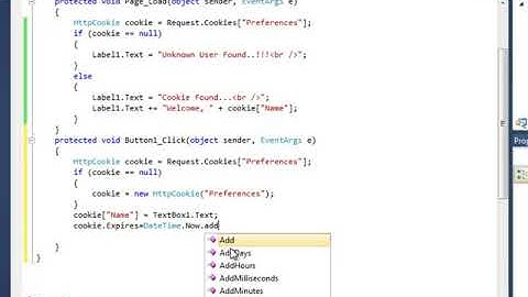 ASP C# How to create cookies & use it