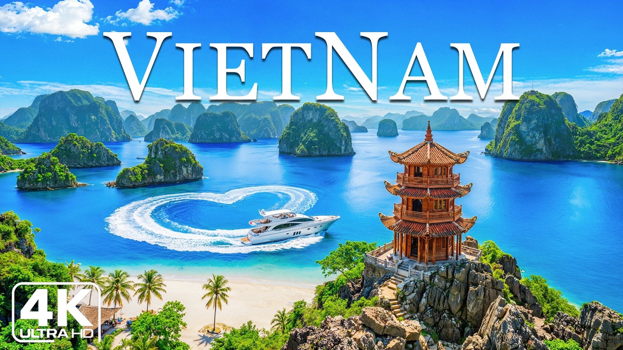 VIETNAM 4K DRONE FOOTAGE | Limestone Giants Rising from Emerald Seas