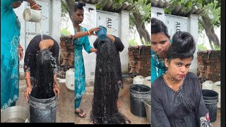 Woth Girl hair washing #haircare dono sister ek dusre ka hair wash kese karte h #longhair #viral 