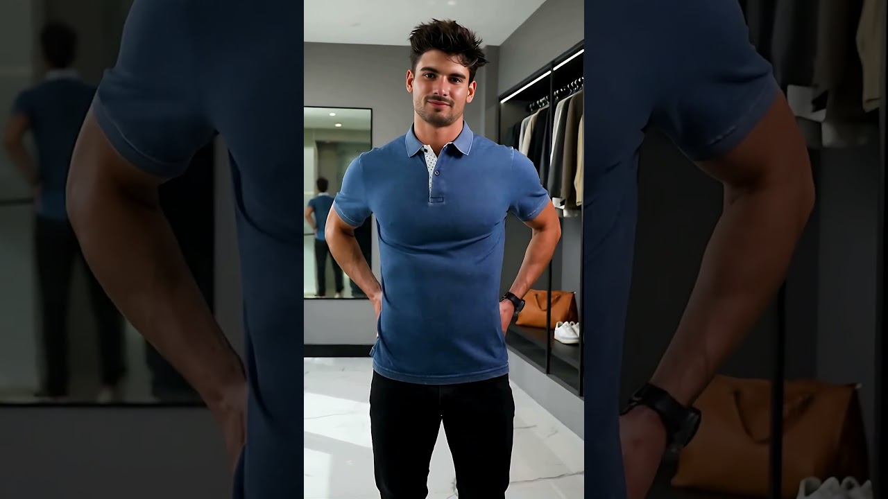 Lilbetter Washed Distressed Blue Short-Sleeve Polo Shirt | Summer Retro Style