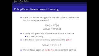 Lecture 7: Policy Gradient Methods