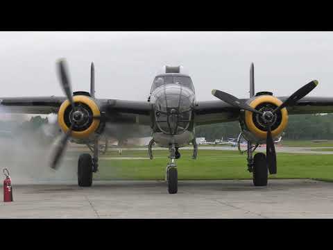 Champaign Aviation Museum - B-25J "Champaign Gal" Engine Start-Up