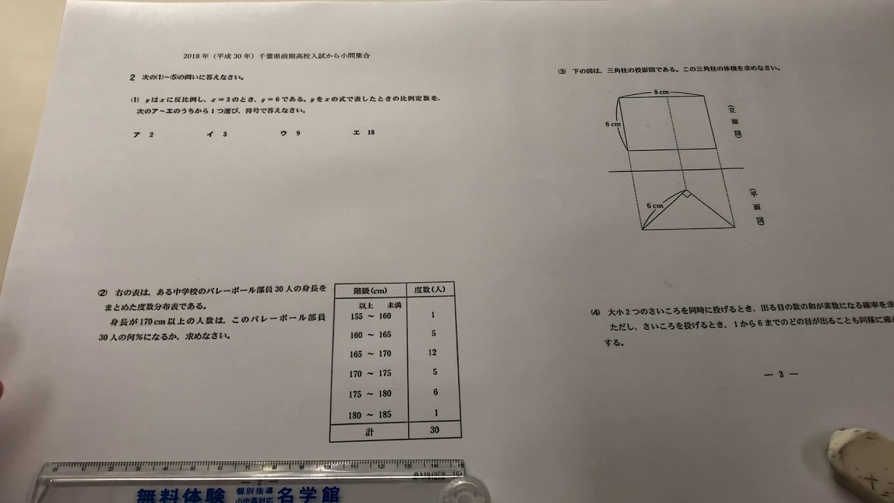 千葉県高校入試問題より小問集合問題解説第1回 神栖 鹿嶋の個別指導学習塾名学館