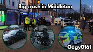 Big car crash in Middleton Greater Manchester 